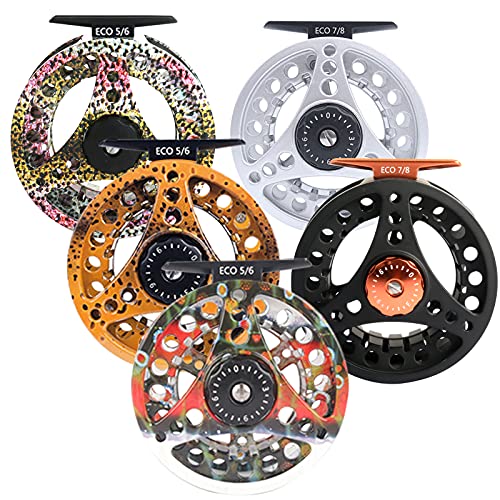 M MAXIMUMCATCH Maxcatch ECO Large Arbor Fly Fishing Reel (3/4wt 5/6wt 7/8wt) and Pre-Loaded Fly Reel with Line Combo - color: Brook Trout (With Line Pre-loaded), size: 7/8 weight