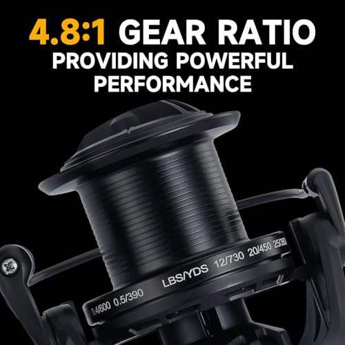 HAUT TON Spinning Reel 8000/9000/10000/12000/14000,6+1BB Metal Surf Fishing Reels,4.8:1 Gear Ratio 55lbs Drag Heavy Long Casting Inshore Saltwater Monster Fish - size: 12000, style: Ht-ngk(black)