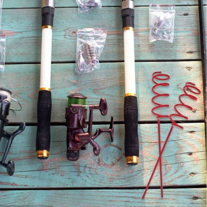 2 Pack Spiral Fishing Rod Holder for Ground Heavy Duty Metal Bank Fishing Rod Holder Support for Shore Beach Sea and Lake Upright Stand for Most Rods