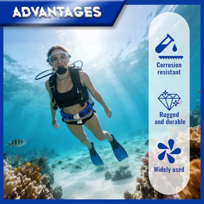 4 Pcs Scuba Weight Belt,Diving Weight Belt with Metal Block Buckle Coated Dive Weights Nylon Dive Belt Suitable for Free Diving - color: Blue, size: 1.1lb