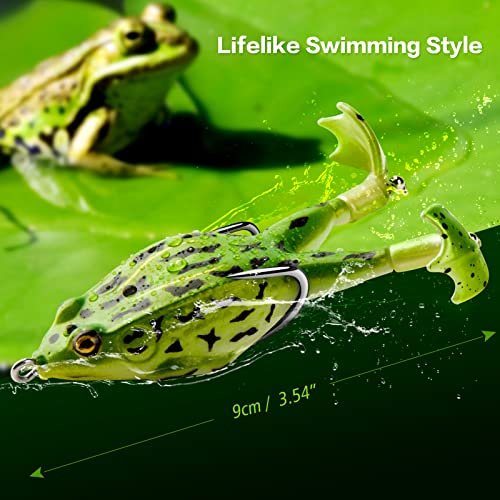 Topwater Frog Lure Bass Trout Fishing Lures Kit Set Realistic Prop Frog Soft Swimbait Floating Bait with Weedless Hooks for Freshwater Saltwater - color: 5-1