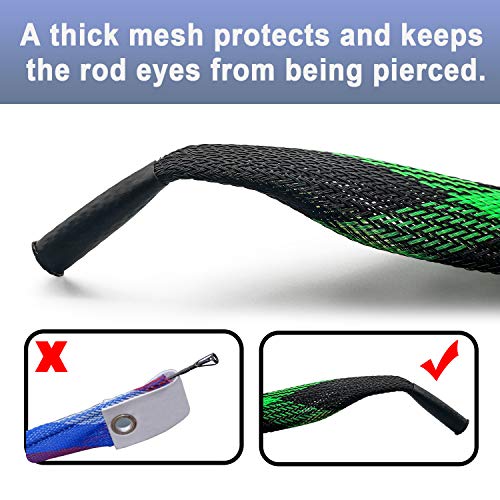 Fishing Rod Cover - 4 Pack Rod Sleeve Socks with Lanyard for Fly, Spinning, Casting, Sea Fishing - color: Black*2, Black & Green*1, Black & Red*1