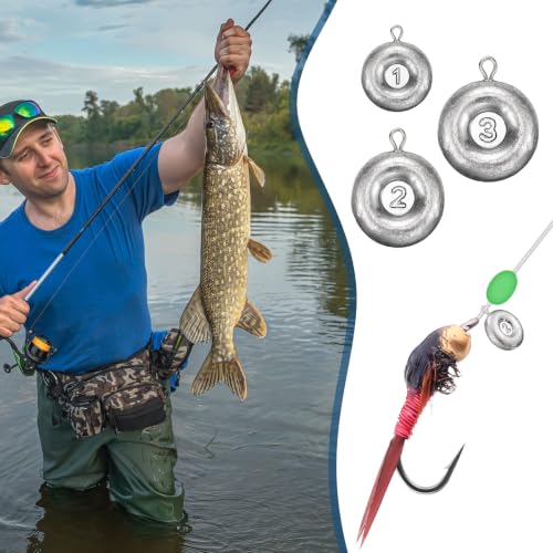 Shimeyao 18 Pieces Disc Sinkers Fishing Weights No Roll Disc Fishing Sinkers Weights for Saltwater Trolling Surf Tackle - size: 1 2 3oz