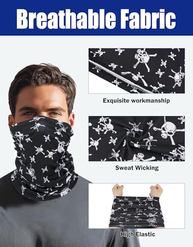 JHYWELL Cooling Neck Gaiter Face Mask, UV Protection Masks Gator, Windproof Bandana for Skiing, Fishing, Hiking, Cycling - color: Skull Union