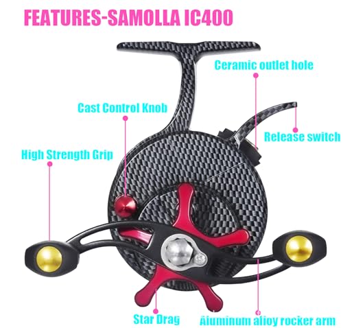 Pack of 1 Ultra Portable High-Foot Ice Fishing Reels with Smooth 8KG Drag, Inline Ice Reel and 3.5:1 Coil Drop System