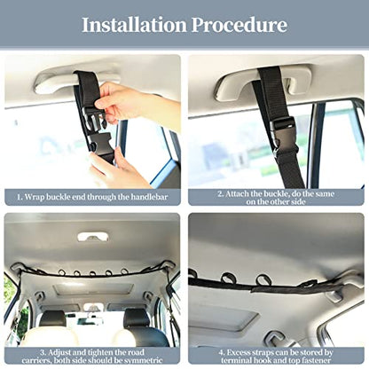 Raynesys Vehicle Fishing Rod Holder, Car Fishing Pole Roof Rack Inside, 5 Rod Capacity, Heavy Duty Adjustable 30-54 Inch, Fishing Rod Carrier Fishing Pole Storage Straps for Truck Car SUV Wagons Van