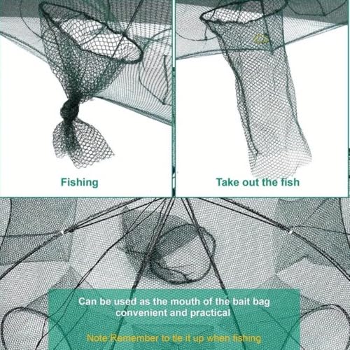 Wander Peaks Foldable Fishing Bait Trap, Collapsible Mesh Cage for Crab Shrimp Minnow Crawdad, Easy Setup Portable Angler Trap for Freshwater Pond Lake