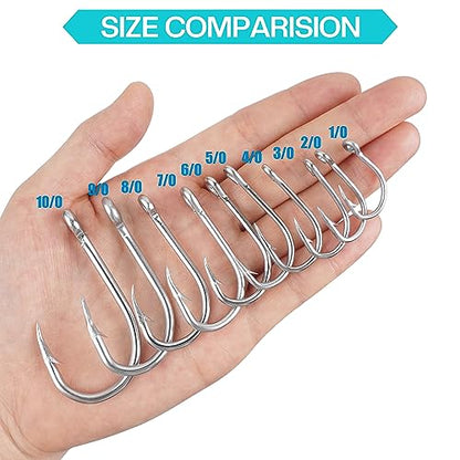 Saltwater Circle Hooks,50 Packs Strong Stainless Steel Fishing Hooks Live Bait Fish Hook Jig Catfish Hook 1/0-10/0 - size: 7/0 - 50 PACK