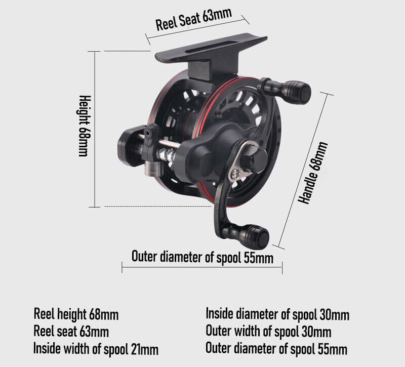 Metal Ice Fishing Reel High Speed 3.0:1, 3+1BB Inline Ice Fishing Reels