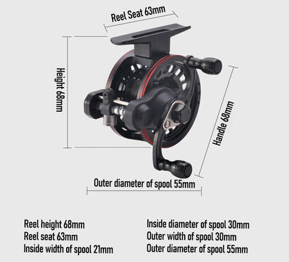 Metal Ice Fishing Reel High Speed 3.0:1, 3+1BB Inline Ice Fishing Reels