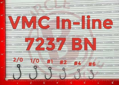 Rapala VMC 7237 Inline Single #8-1/0 Size in 25 & 100 Pack - Recommended for Treble Replacement on Lures. - size: #6 -100 Pk