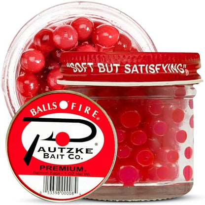 Pautzke Balls O' Fire Salmon Eggs Bait - Real Salmon Eggs for Trout Fishing, Soft Fish Eggs for Salmon Fishing, Can Be Used as Single Egg Salmon Bait or Salmon Egg Sacks - color: Premium