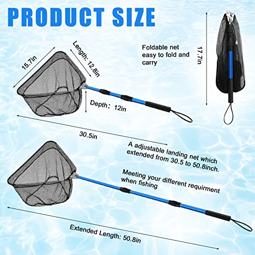Windyun 3 Pcs Fishing Cast Net with Heavy Duty Sinker Portable Folded Lobster Crab Trap Fishing Net with Long Robust Telescopic Handle Freshwater Saltwater Bait Fishing Accessories - size: 6 Ft