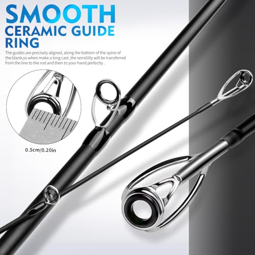 PROBEROS Surf Fishing Rod - Casting Spinning Fishing Rods with Tube(Case) 3 Piece 9'/10'/11'/12' Carbon Saltwater Travel Surf Spinning Rods - size: 10'6''-Casting-3pc