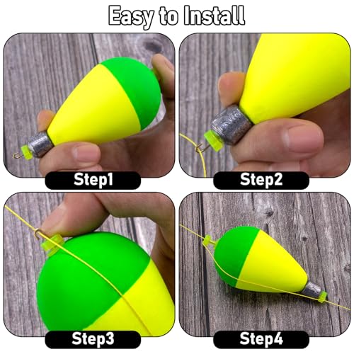 Dr.Fish 5 Pack Weighted Fishing Bobbers Snap-on Spring Bobbers Push Button Floats EVA Foam Pear Shape Bass Freshwater Fishing for Crappie Panfish Bluegill Trout - color: Red/White, size: 2"(3/8oz)