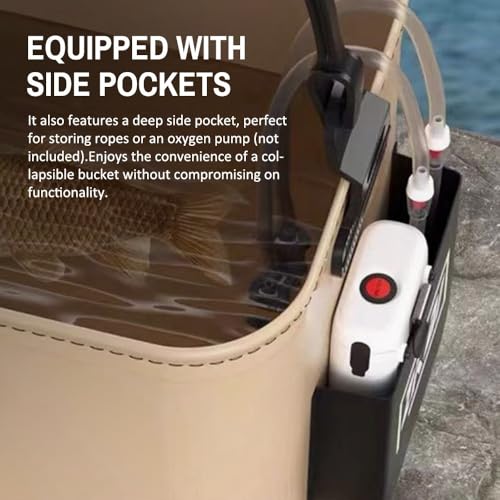 Collapsible Fishing Bucket – Portable EVA Bait Container with Rope & Net for Outdoor Fish ing & & Shrimp, Camping and Hiking(3.7 Gallon/14L) - size: 3.7 Gallon/14L