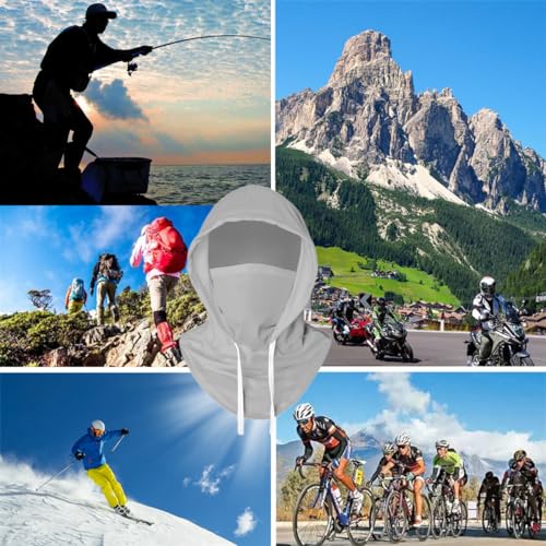 Cooling Balaclava Sun UV Protection Hood Breathable Full Head Mask Face Cover for Men Women Cycling Motorcycle Fishing - color: Light Gray