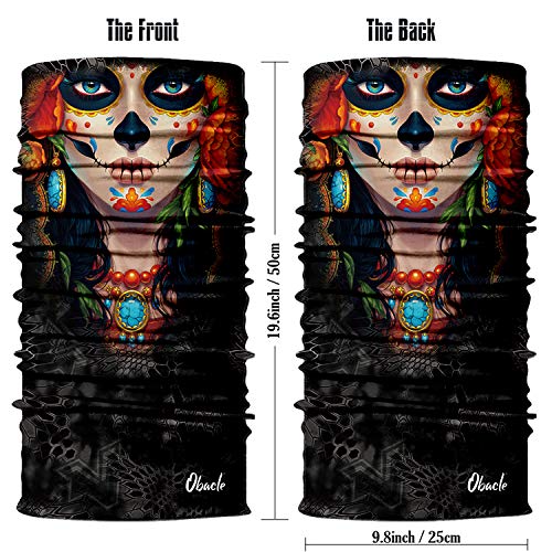Obacle Skull Face Mask for Women Dust Wind Sun Protection Rave Festival Riding - color: Human Face Black Nose Tear Lips