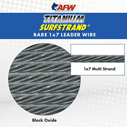 AFW Titanium Surfstrand, Bare 1x7 Fishing Leaders - style: 18 In, 30 Lb /.017 in