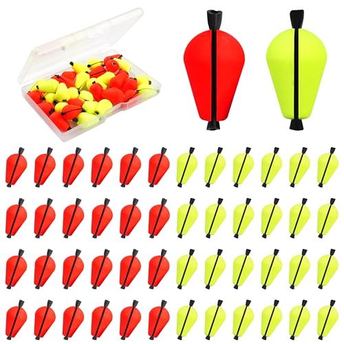 Trout Floats 20/50pcs Slotted Fishing Bobbers Foam Teardrop Strike Indicators Fly Fishing Floats for Trout Catfish Freshwater Saltwater - style: 50pcs