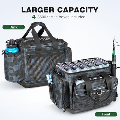 Ghosthorn Fishing Tackle Box, Waterproof 3600 and 3700 Tackle Trays, Plastic Tackle Box Organizer with Removable Dividers Storage Lure Box for Lures 1 and 4 Pack (Fishing Tackle Bags)