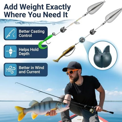 200/350 Pcs Premium Split Shot Fishing Weights Sinkers, Removable Leakproof Fly Fishing Split Shot for Freshwater & Saltwater， Bass Trout Circular Accessories - 5/6 Sizes - size: 350/6 Size Duck