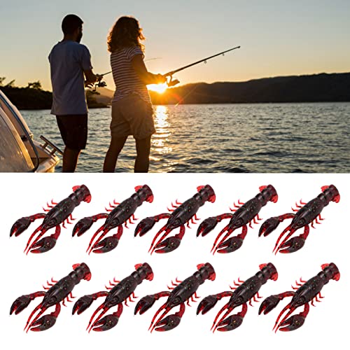 10PC Soft Fishing Lure Crawdad Bait Creature Baits Fishing Lure Set Bass Fishing Lures Soft Plastic Fishing Lures PVC Shrimp Artificial Soft Lure Baits Crawfish Bait Shrimp - color: Sauce red