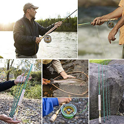Sougayilang Fly Fishing Rod Reel Combos with Lightweight Portable Fly Rod and CNC-machined Aluminum Alloy Fly Reel,Fly Fishing Complete Starter Package - color: Fly Fishing Full Kit 7-8#