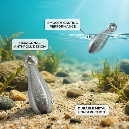 Bank Sinkers Fishing Weights, No-Roll Hexagonal, Surf & Catfish Saltwater - style: 5 Ounce-8pcs