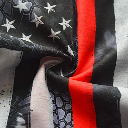 Obacle Bandana Face Mask Neck Gaiter Tube Mask Men Women for Sun Dust Protection - color: Us Flag Black Red Line