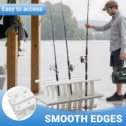 Holiday Gift for Anglers - 15-rod Summer Heavy Duty Fishing Rod Holder Rack - 28 x 14.5 x 8 Inches, Outdoor Garage Pole Mount Bi-level Design, Uv-resistant, 100% Waterproof for Boat, Garage and Dock