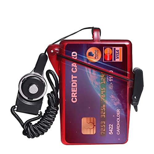 Sport Waterproof ID Card Badge Holder Case with Lanyard Cover Multiple Credit Cards, Registration, ins Card Heavy Duty Durable Locker,Dry Box (Red) - color: Red
