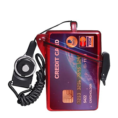 Sport Waterproof ID Card Badge Holder Case with Lanyard Cover Multiple Credit Cards, Registration, ins Card Heavy Duty Durable Locker,Dry Box (Red) - color: Red
