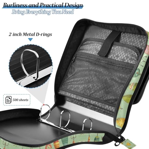 Vintage Fishing Lures 3 Ring Zipper Binder with Strap 1.5 inch 500 Sheet Capacity File Folder Storage Organizer