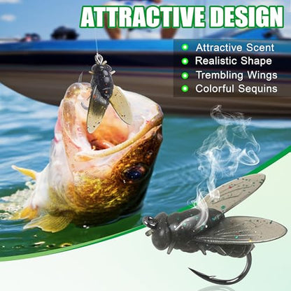 Bionic Fly Fishing Baits, Fly Fishing Flies Kit Trout Jigs Swimbaits Dry Flies Bionic Fishing Lures Fly Fishing Hook for Bass Panfish Trout - style: Black-18pcs