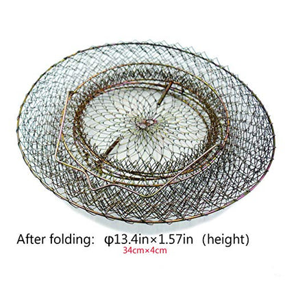 Metal Rustproof Collapsible Fish Basket - Robust and Easy to Use Net Cage for Live Fish