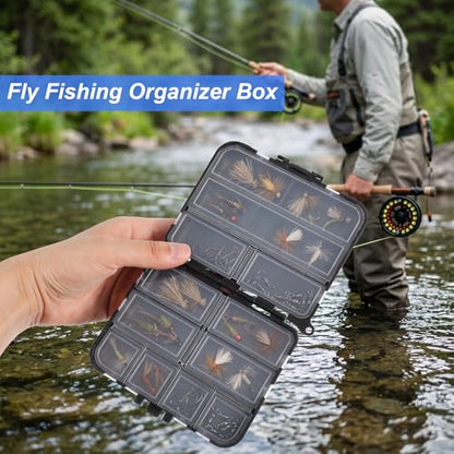 8 Pack Small Tackle Box Organizer Plastic Fishing Storage Containers with Adjustable Dividers, Mini Fly Box for Trout Fishing Gear and Terminal Tackle Accessories