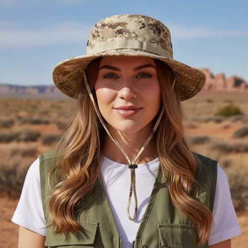 Sun Hats for Men Women Bucket Hat UPF 50+ Boonie Hat Foldable UV Protection Hiking Beach Fishing Summer Safari - color: 1pack-desertdigital