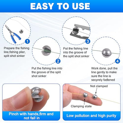 100pcs Split Shot Fishing Weights Removable Round Fly Fishing Line Sinkers Reuseable Clip On Weights Freshwater Saltwater Split Shot Fishing Sinkers - style: 100pcs-1.8g