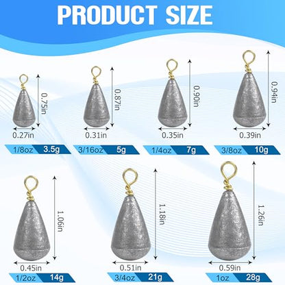 Fishing Weights Sinkers,15/30pcs Bass Casting Weights Bell Sinkers Fishing Weights Drop Shot Catfish Sinkers with Brass Swivel for Saltwater Freshwater - size: 3/16oz-30pcs