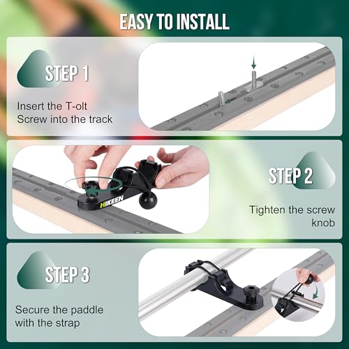 Hikeen Kayak Paddle Holder, Fishing Net Fishing Rod Holder, Track Mount Accessories for Canoe, Paddle Board