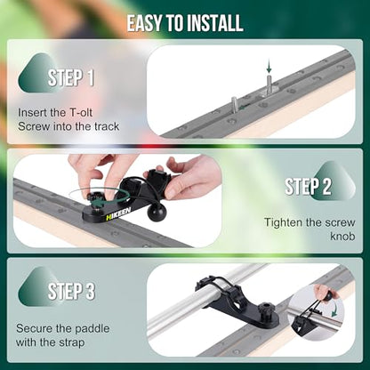 Hikeen Kayak Paddle Holder, Fishing Net Fishing Rod Holder, Track Mount Accessories for Canoe, Paddle Board