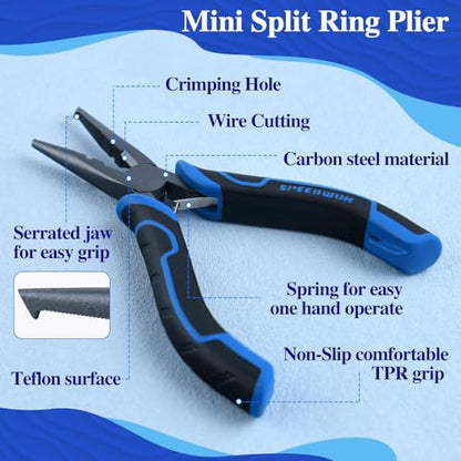 SPEEDWOX Fishing Pliers Hook Remover - Saltwater Gear With Line Cutter, Crimping Tool, Clippers, Pistol Grip Split Ring - style: Fishing Pliers with Lanyard