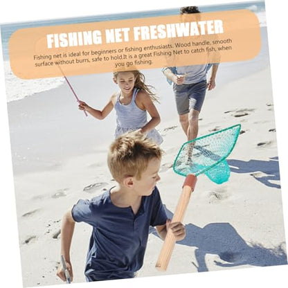 Wood Handle Fishing Net 30cm Small Frame with Large Mesh Netting for Outdoor and Household Fishing Handheld Fish Landing Net Accessory for Freshwater