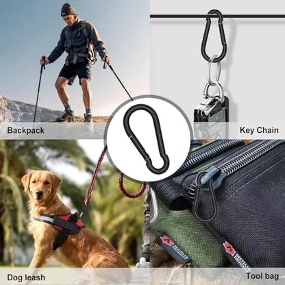 Small Carabiner Clip Hook, 1.57 inch 10 pcs Black Heavy Duty Spring Snap Hook Key Chain, Carabiners Clips for Outdoor Camping, Swing Set, Hammock, Hiking Travel, Fishing, Quick Link Keychain - size: M4-1.57"