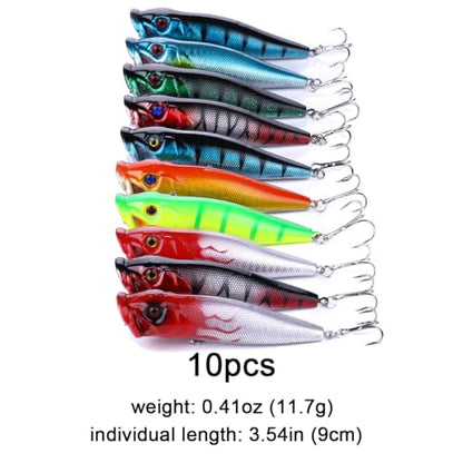 Fishing Lures Kit Minnow Popper Crank Baits Freshwater Bass Fishing Baits Set - color: DYP60PCSA