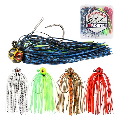 Weedless Swim Jigs & Spinnerbait Jigs Combo Pack, Bass Rubber Jigs with Silicone Skirts, 3D Eyes & Weed Guard for Freshwater Saltwater Bass Trout Fishing - size: 3/8oz