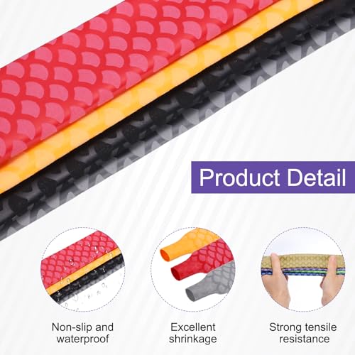 MECCANIXITY 4Pcs 3.3ft 0.9" Dia Heat Shrink Tubing for Fishing Rods, 22mm 1.8:1 Fish Scale Pattern Heat Shrink Wrap Handle Rod Grip with Anti-Slip Waterproof Insulation, Black - color: Black, size: 22mm