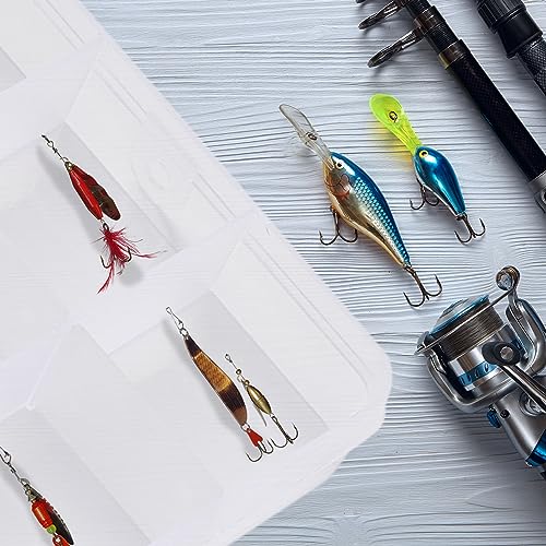 uxcell 3 PCS Plastic Fishing Lure Box Organizer Clear Fishing Tackle Box Trays Small Angling Accessory Case Storage Fishing Bait Box with Dividers, 15 Compartments