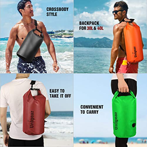 Unigear Dry Bag Waterproof, 2L/5L/10L/20L/30L/40L Floating and Lightweight Bags for Kayaking, Boating, Fishing, Swimming and Camping with Waterproof Phone Case - color: Green, size: 10L